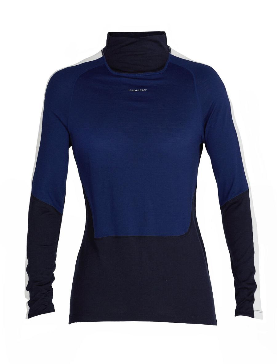 Women's Icebreaker Merino 200 Sonebula Long Sleeve High Neck Thermal Top Base Layers Midnight Navy / Royal Navy | CA 1090KORI